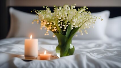 Wall Mural - lily of the valley on the bed