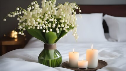 Canvas Print - lily of the valley on the bed