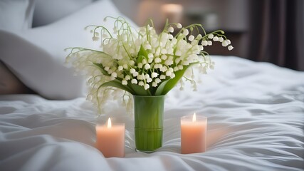 Wall Mural - lily of the valley on the bed