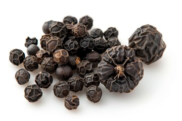 Wall Mural - A fresh Black pepper and Black pepper Power isolated on white