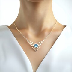 Poster - Gold Necklace with Blue Gem.