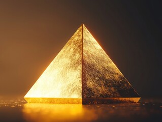 Wall Mural - The gold pyramid of success has light emitting from its surroundings