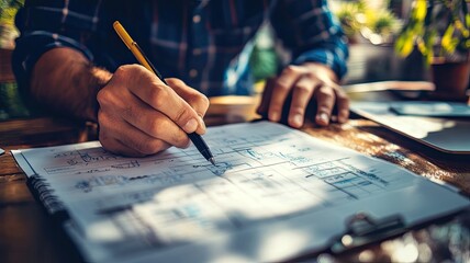 Man sketching on a notepad