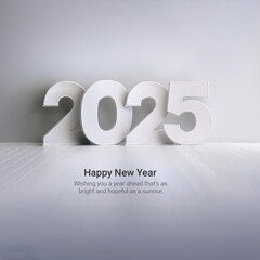 Wall Mural - 2025 happy new year 3d text design with white background