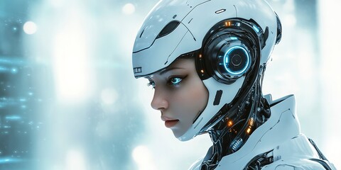 Poster - AI Robot operator futuristic technology  