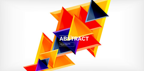 Abstract background - colorful triangles with 3d effect. Vector Illustration For Wallpaper, Banner, Background, Card, Book Illustration, landing page