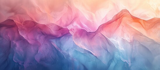 Wall Mural - Breathtaking vibrant and ethereal mountainous landscape with a colorful gradient sky at sunset or sunrise  This digital artwork evokes a sense of wonder and tranquility