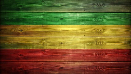 Aufkleber - Wooden surface texture background in vibrant red, yellow, green, and black rasta colors