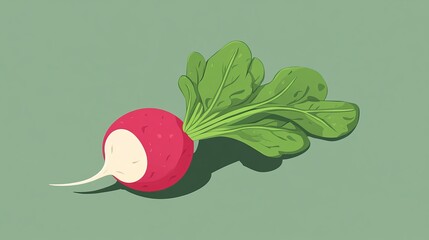 Wall Mural - A simple, flat drawing of a radish. It's a healthy vegetable from a farm, perfect for organic food.