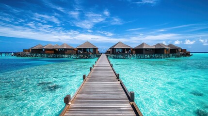 Wall Mural - Tropical Paradise Overwater Bungalows