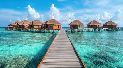 Wall Mural - Tropical Paradise: Overwater Bungalows in the Maldives