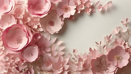 Wall Mural - Elegant Pink Paper Flowers for Mothers Day Greeting Cards