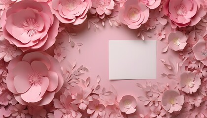 Wall Mural - Elegant Pink Floral Background with Customizable Message Space