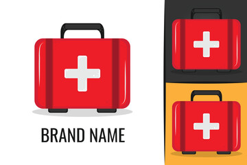 first aid kit logo. cross safety medic treatment ambulance logotype. medical bag icon logo