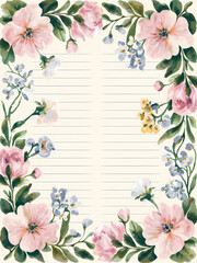 Wall Mural - background with flowers, notepad stationery page 