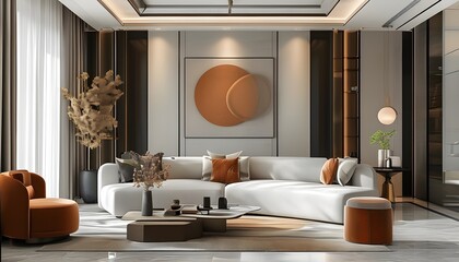 Wall Mural - Sleek and Contemporary Living Room Interior Design