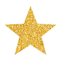 Canvas Print - luxury gold glitter star isolated on a transparent background. golden star icon with confetti and li