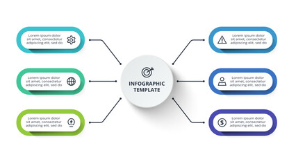 Wall Mural - Creative concept for infographic with 6 steps, options, parts or processes. Business data visualization.