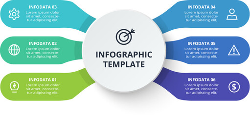 Wall Mural - Creative concept for infographic with 6 steps, options, parts or processes. Business data visualization.