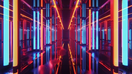 Sticker - Neon Lights Corridor