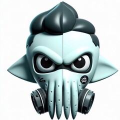 Wall Mural - Animated character 3D image of a squid face portrait