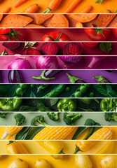 Wall Mural - Vegetable Mix Stripes Abstract Background.