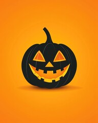 Poster - Halloween pumpkin on orange backdrop