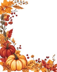 Wall Mural - Vibrant Autumn Harvest Nature Border with Floral Elements