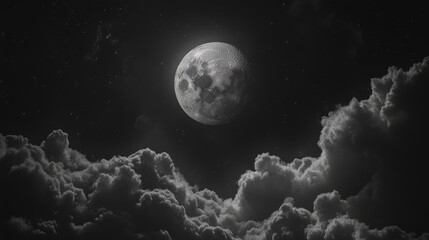 Wall Mural - moon surrounded by clouds