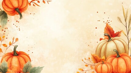 Wall Mural - Autumn Sale Banner with Cute Pumpkins and Space for Text