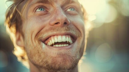 Wall Mural - Smiling Man Looking Up