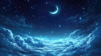 Wall Mural - Abstract night sky background with stars and clouds