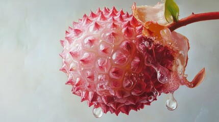 Poster - A Close-Up of a Red Fruit with Water Droplets