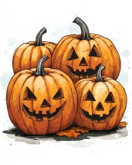 Poster - Pumpkins available in stores for Halloween celebration illustration