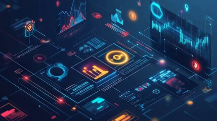 Dynamic business environment showcasing the concept of business agility, with symbols representing company transformation towards higher efficiency and rapid adaptation to market changes