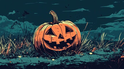 Sticker - Halloween Pumpkin Vector Illustration