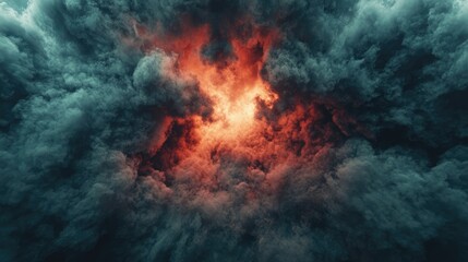 Wall Mural - Dramatic smoke explosion with empty center for spooky background