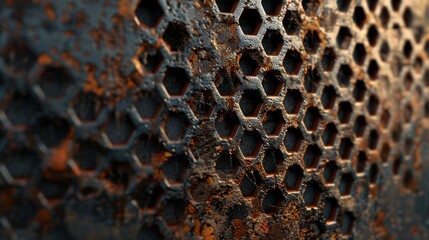 Poster - Rusty Hexagon Pattern