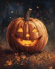 Poster - smiling pumpkin on the left side of the image