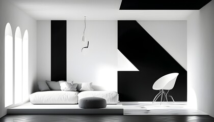 Wall Mural - Sleek Black and White Geometric Minimalism in AI-Generated Design