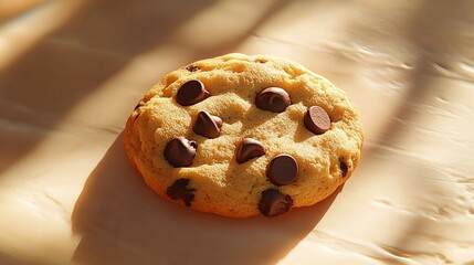 Wall Mural - Tasty chocolate chip cookie with a perfect texture and golden brown surface, isolated on background new beautiful stock image illustration AI