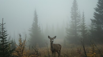 Wall Mural - A Deer in the Mist