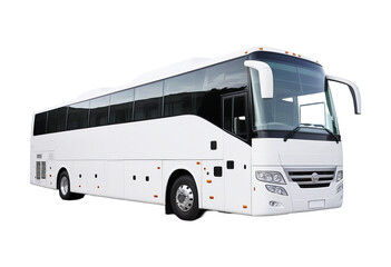 A Modern tour bus with large windows isolated on transparent background. Cut out