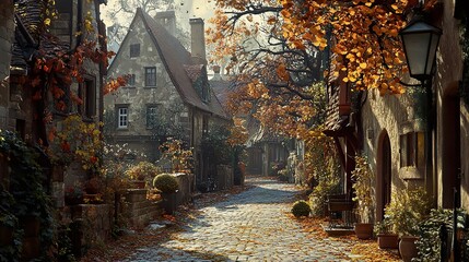 Wall Mural - Cobblestone Street in a Charming European Town