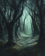 Wall Mural - mysterious dark forest