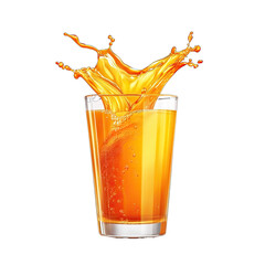 Wall Mural - Realistic Glass of Juice splashing. Isolated on a Transparent Background. Cutout PNG.