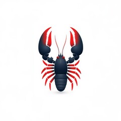 Wall Mural - A lobster clipart, seafood icon, flat design, minimalist style, isolated on white background.