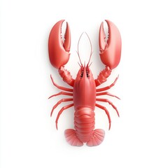 Wall Mural - A lobster clipart, surrealist art style, dreamlike and bizarre, isolated on white background.