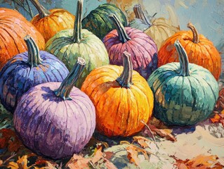 Canvas Print - Autumn Pumpkins in Vibrant Colors