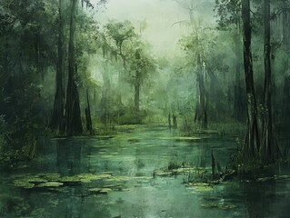 Wall Mural - swamp forest atmosphere
